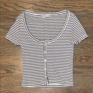 Urban Outfitters Black and White Striped Button-Down Top